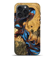 iPhone 16 Pro Max Wood Live Edge Phone Case - Huey (Teal & Gold, 747190)