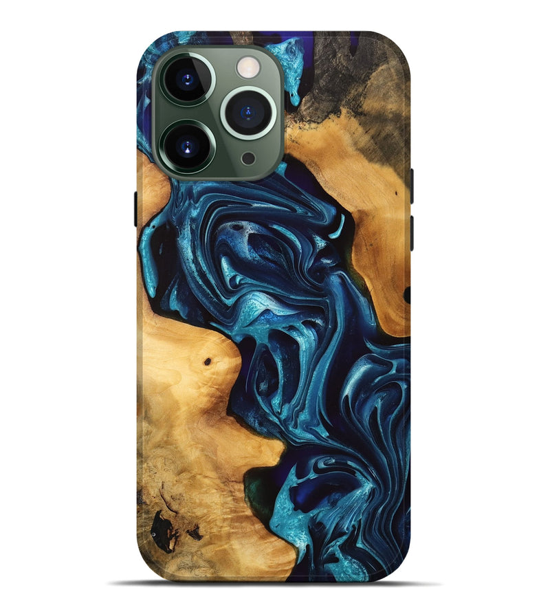 iPhone 13 Pro Max Wood Live Edge Phone Case - Celine (Blue, 747192)