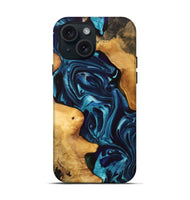 iPhone 15 Wood Live Edge Phone Case - Celine (Blue, 747192)