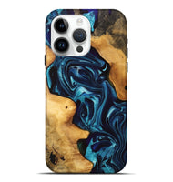 iPhone 15 Pro Max Wood Live Edge Phone Case - Celine (Blue, 747192)