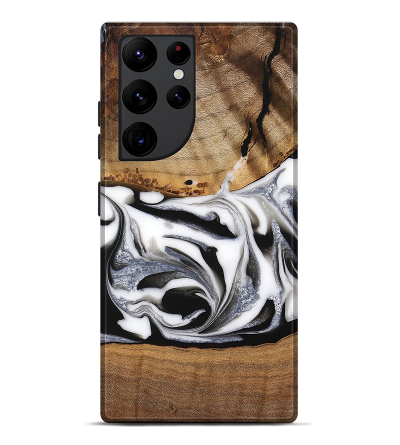 Galaxy S22 Ultra Wood Live Edge Phone Case - Jovie (Black & White, 747193)