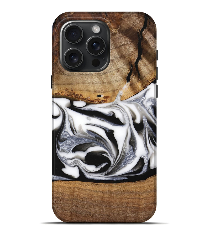 iPhone 16 Pro Max Wood Live Edge Phone Case - Jovie (Black & White, 747193)