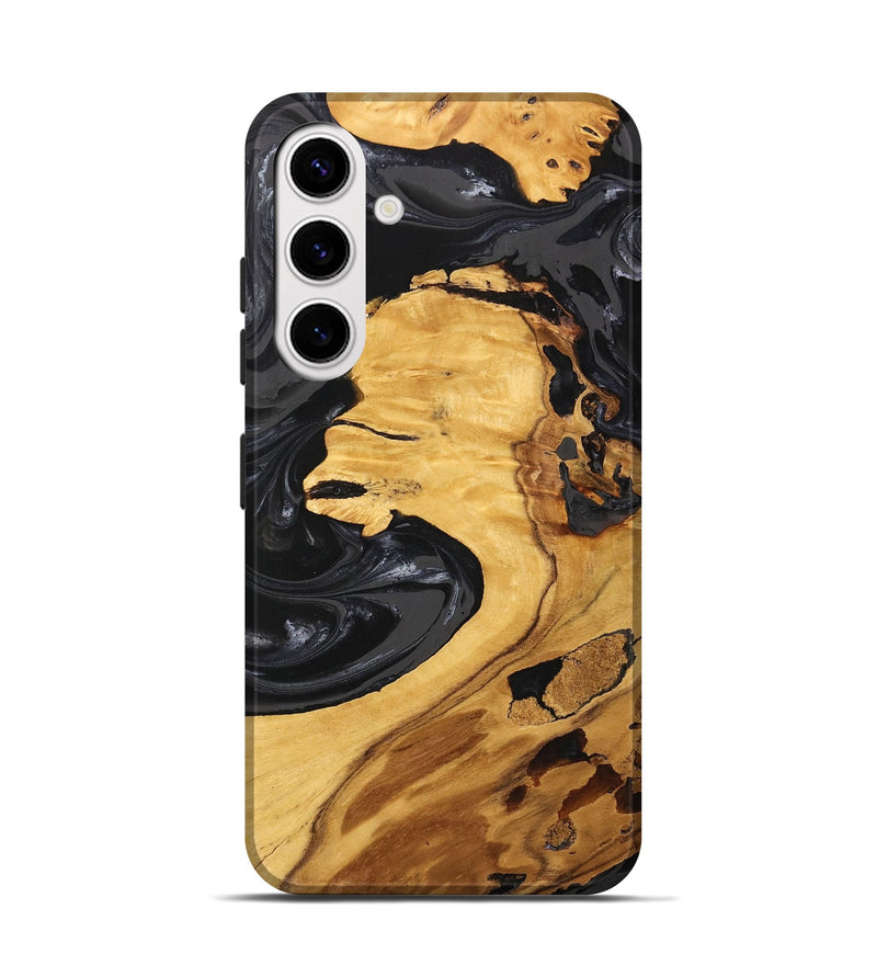 Galaxy S25 Wood Live Edge Phone Case - Geo (Black & White, 747197)