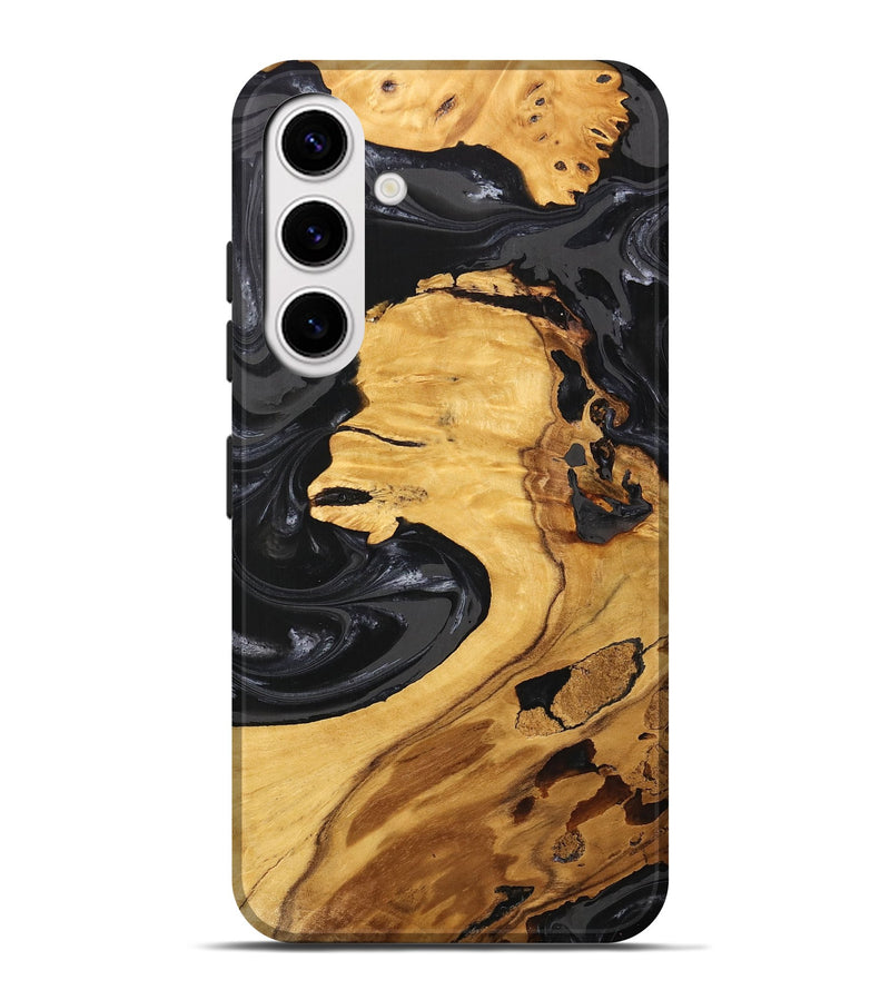 Galaxy S25 Plus Wood Live Edge Phone Case - Geo (Black & White, 747197)