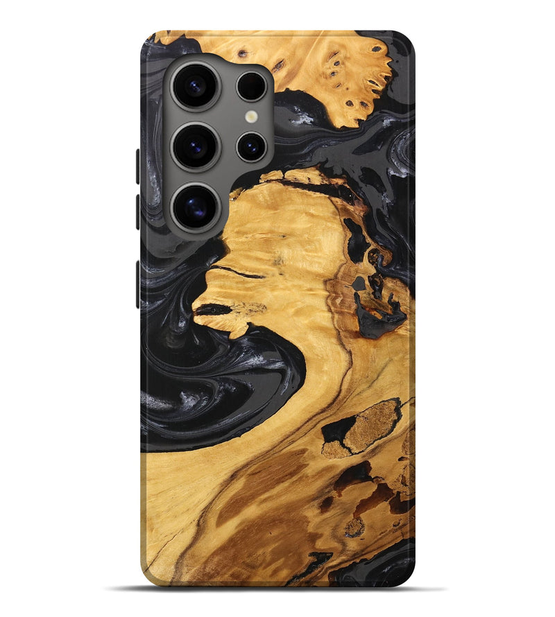 Galaxy S25 Ultra Wood Live Edge Phone Case - Geo (Black & White, 747197)