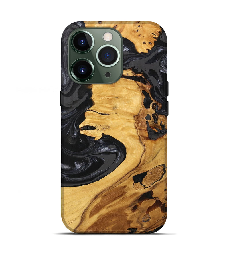 iPhone 13 Pro Wood Live Edge Phone Case - Geo (Black & White, 747197)