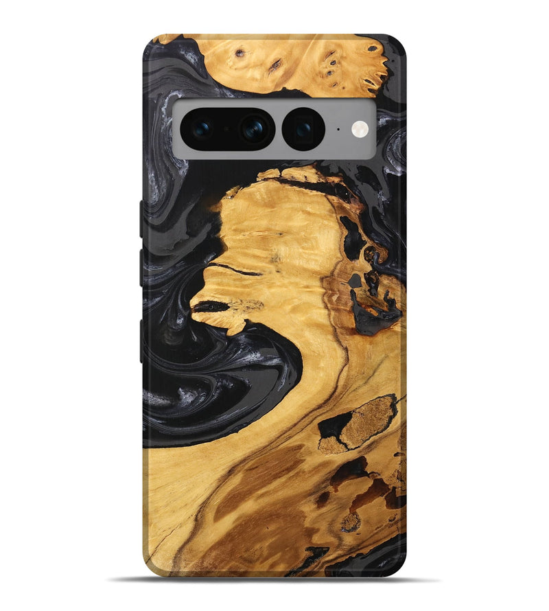 Pixel 7 Pro Wood Live Edge Phone Case - Geo (Black & White, 747197)