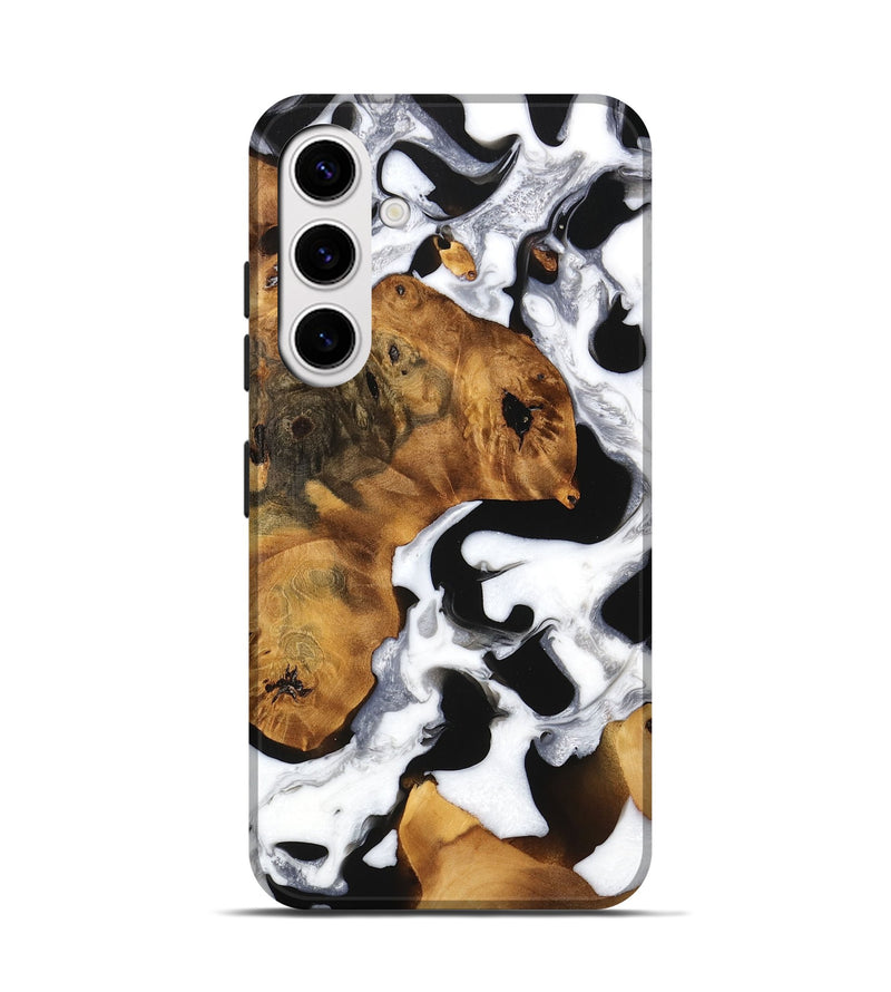 Galaxy S25 Wood Live Edge Phone Case - Elias (Black & White, 747201)