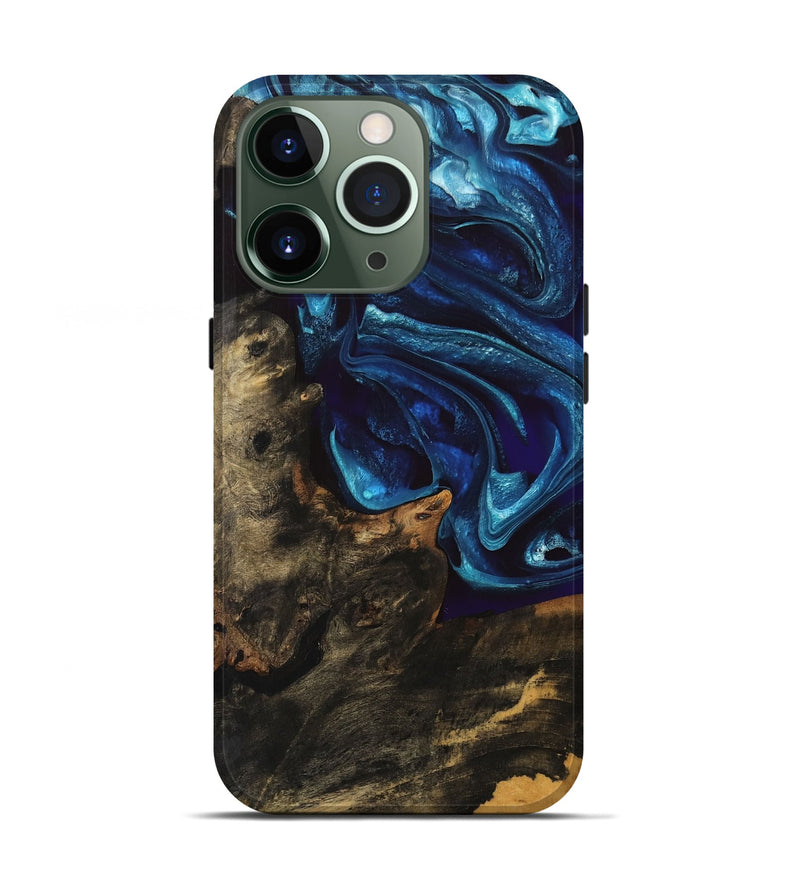 iPhone 13 Pro Wood Live Edge Phone Case - Azaria (Blue, 747202)