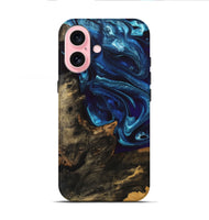 iPhone 16 Wood Live Edge Phone Case - Azaria (Blue, 747202)