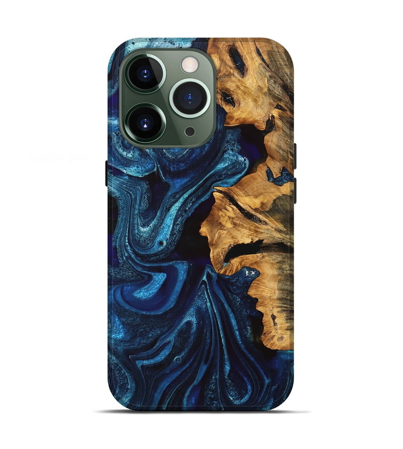 iPhone 13 Pro Wood Live Edge Phone Case - Selena (Blue, 747203)