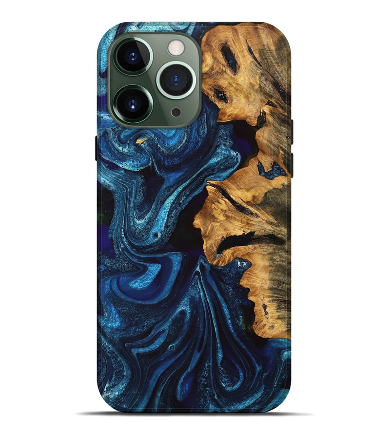 iPhone 13 Pro Max Wood Live Edge Phone Case - Selena (Blue, 747203)