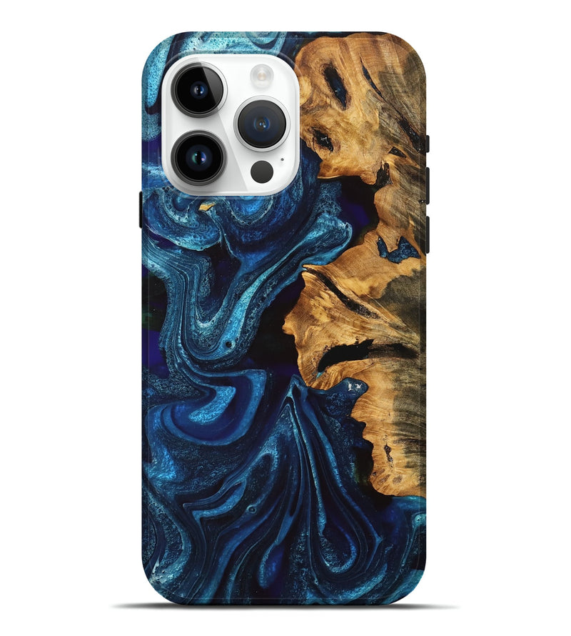 iPhone 15 Pro Max Wood Live Edge Phone Case - Selena (Blue, 747203)