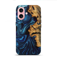 iPhone 16 Wood Live Edge Phone Case - Selena (Blue, 747203)