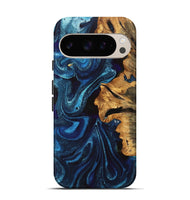 Pixel 9 Wood Live Edge Phone Case - Selena (Blue, 747203)