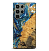 Galaxy S23 Ultra Wood Live Edge Phone Case - Emmet (Teal & Gold, 747204)