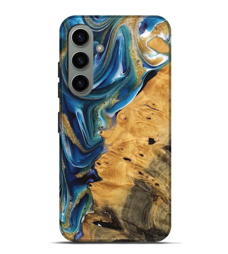 Galaxy S24 Plus Wood Live Edge Phone Case - Emmet (Teal & Gold, 747204)