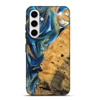 Galaxy S25 Plus Wood Live Edge Phone Case - Emmet (Teal & Gold, 747204)