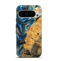 Pixel 9 Wood Live Edge Phone Case - Emmet (Teal & Gold, 747204)