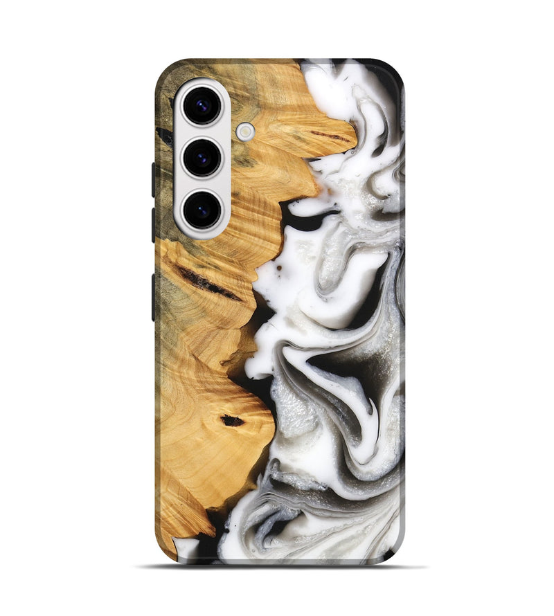 Galaxy S25 Wood Live Edge Phone Case - Monty (Black & White, 747206)