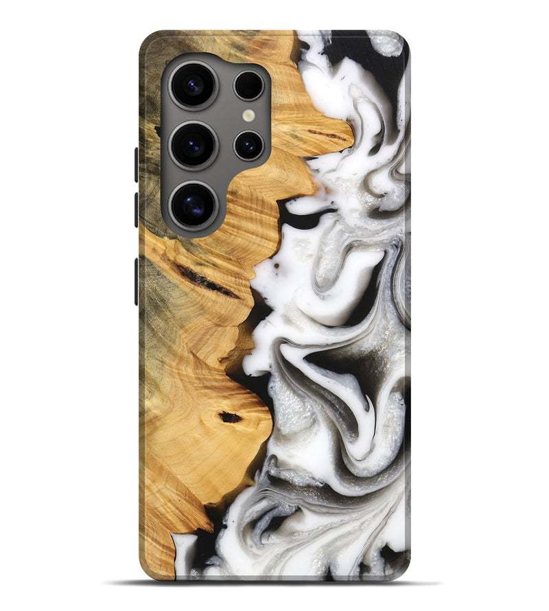 Galaxy S25 Ultra Wood Live Edge Phone Case - Monty (Black & White, 747206)