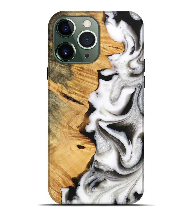 iPhone 13 Pro Max Wood Live Edge Phone Case - Monty (Black & White, 747206)