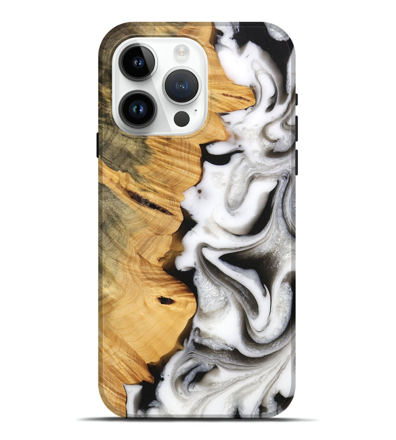 iPhone 15 Pro Max Wood Live Edge Phone Case - Monty (Black & White, 747206)