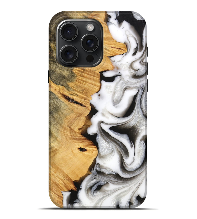 iPhone 16 Pro Max Wood Live Edge Phone Case - Monty (Black & White, 747206)