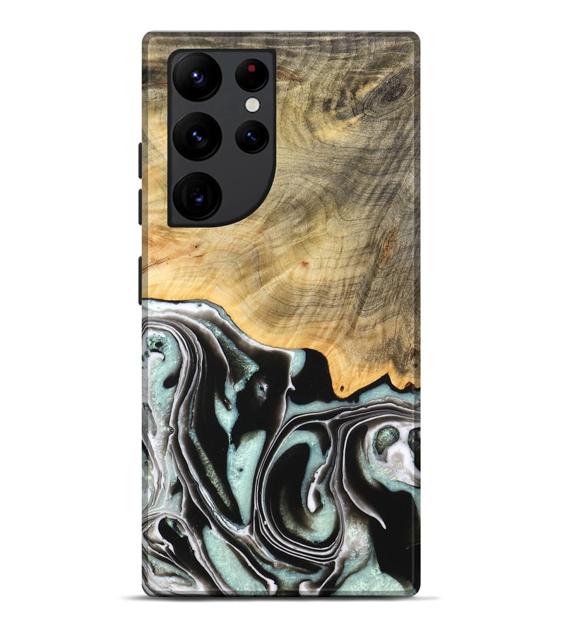 Galaxy S22 Ultra Wood Live Edge Phone Case - Tamara (Black & White, 747207)