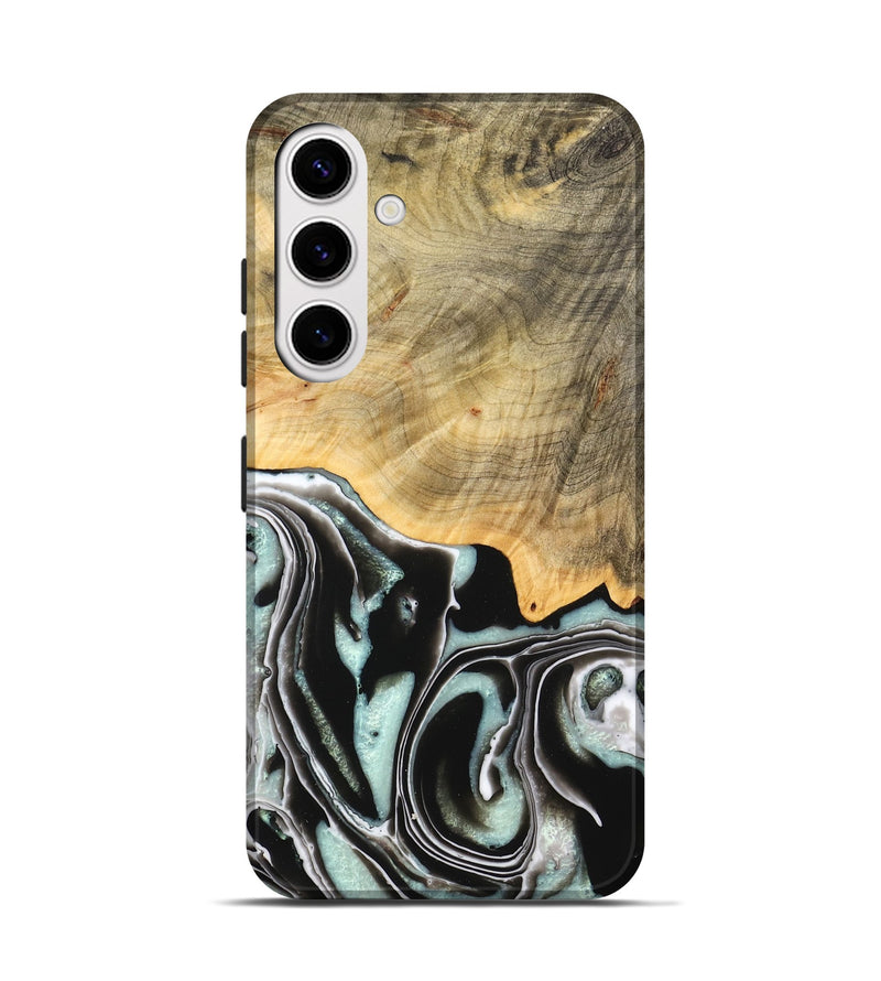 Galaxy S25 Wood Live Edge Phone Case - Tamara (Black & White, 747207)