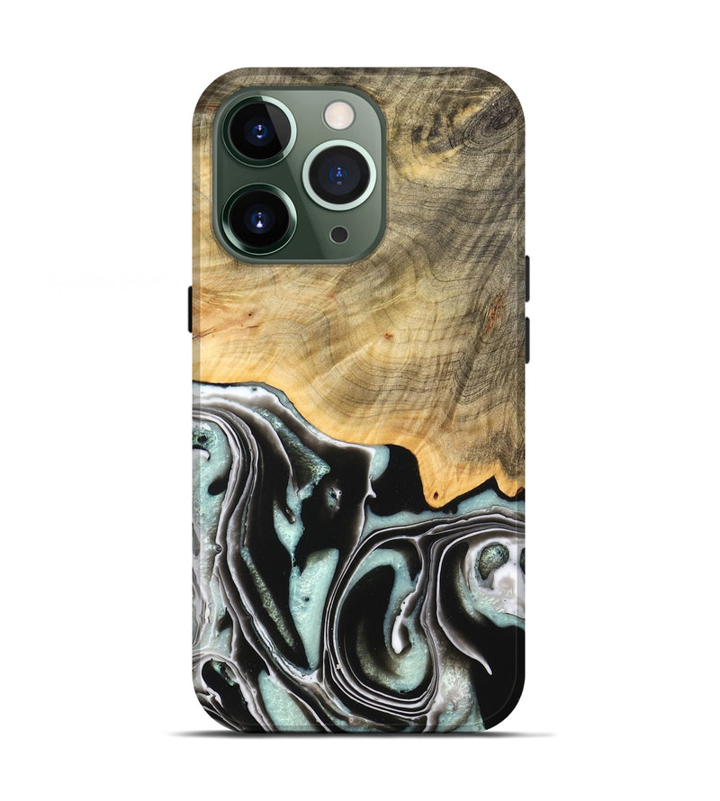 iPhone 13 Pro Wood Live Edge Phone Case - Tamara (Black & White, 747207)