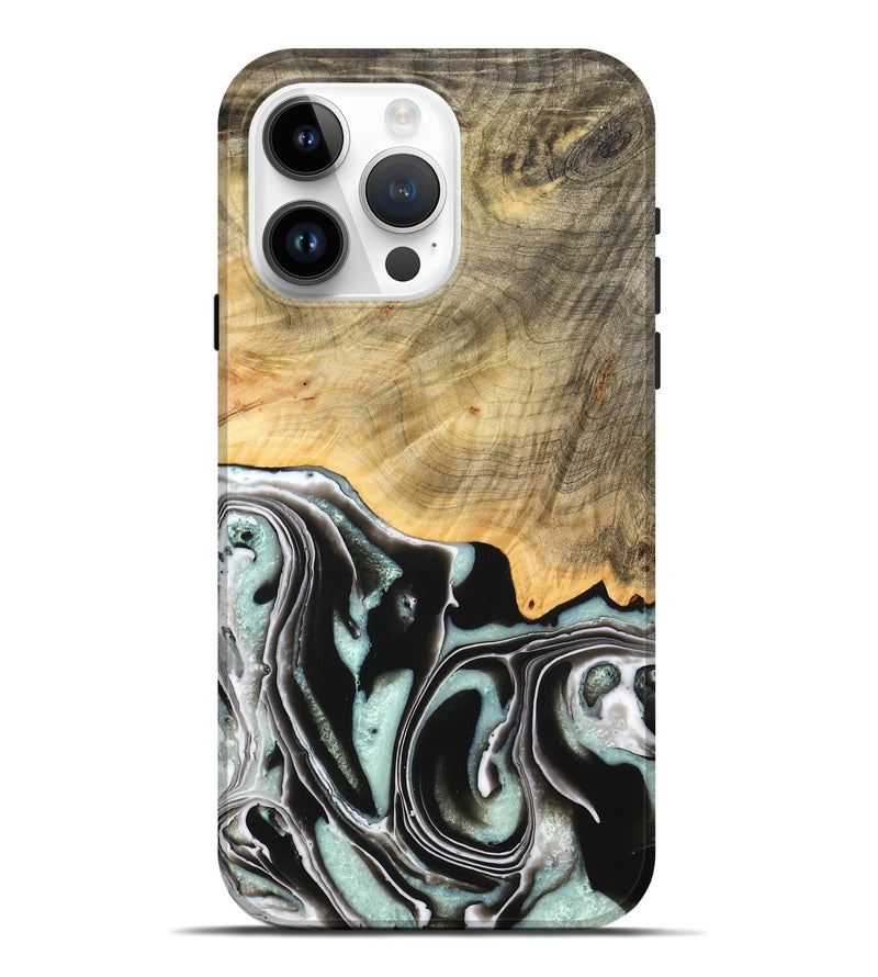 iPhone 15 Pro Max Wood Live Edge Phone Case - Tamara (Black & White, 747207)