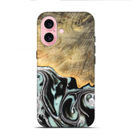 iPhone 16 Wood Live Edge Phone Case - Tamara (Black & White, 747207)