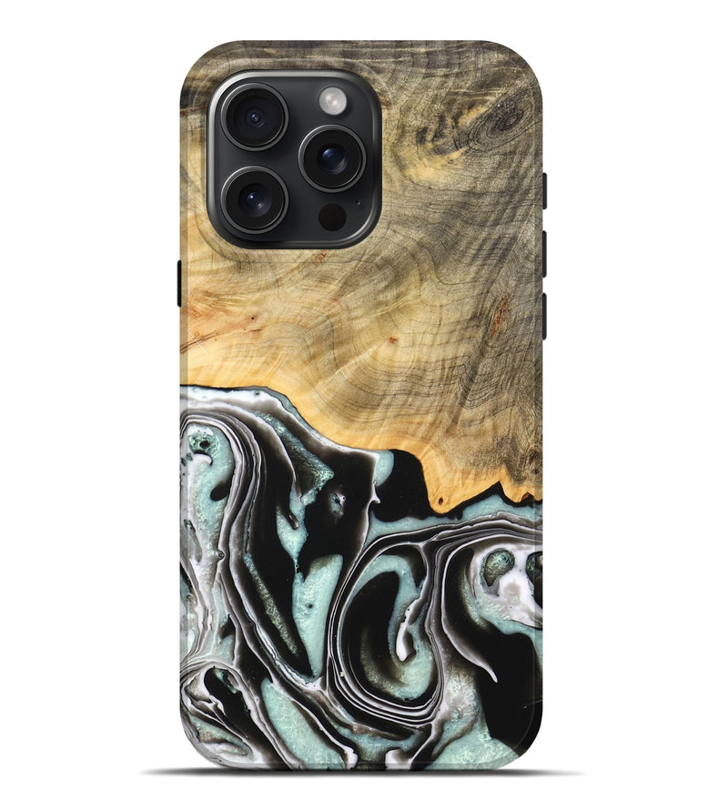 iPhone 16 Pro Max Wood Live Edge Phone Case - Tamara (Black & White, 747207)