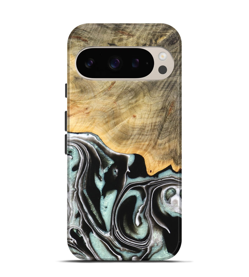 Pixel 9 Pro Wood Live Edge Phone Case - Tamara (Black & White, 747207)