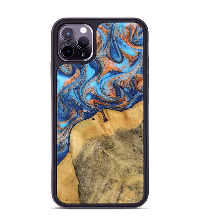 iPhone 11 Pro Max Wood Phone Case - Kylen (Teal & Gold, 747211)