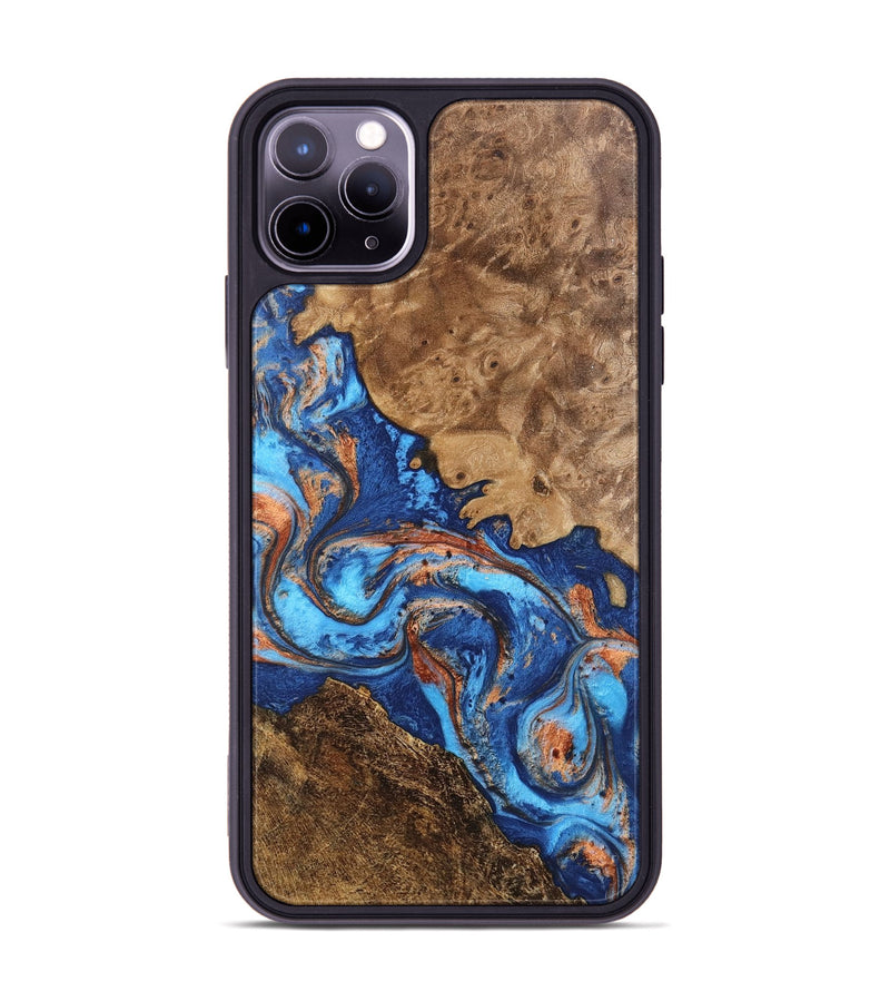 iPhone 11 Pro Max Wood Phone Case - Roslyn (Teal & Gold, 747235)