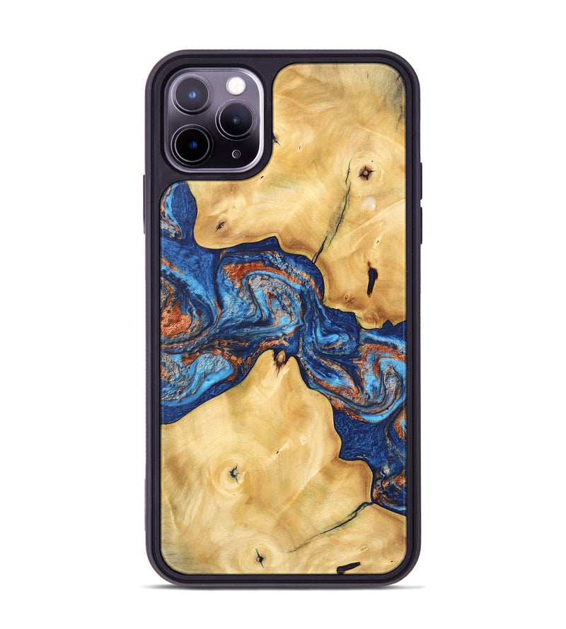 iPhone 11 Pro Max Wood Phone Case - Milana (Teal & Gold, 747238)