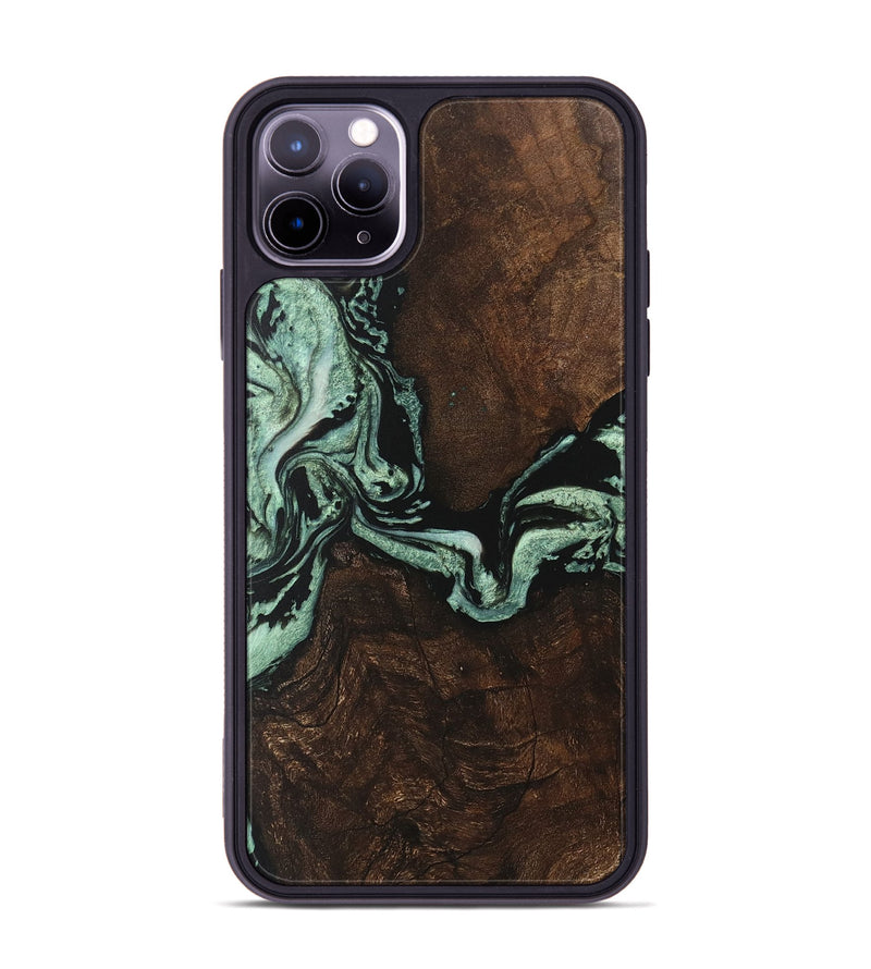 iPhone 11 Pro Max Wood Phone Case - Golden (Green, 747245)