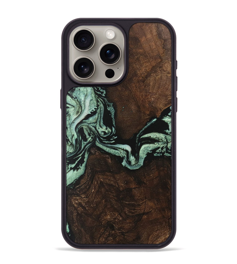 iPhone 15 Pro Max Wood Phone Case - Golden (Green, 747245)