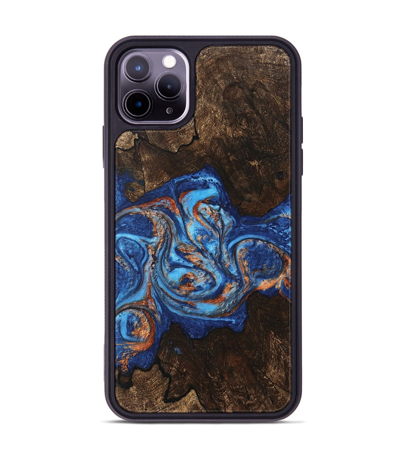 iPhone 11 Pro Max Wood Phone Case - Moshe (Teal & Gold, 747251)