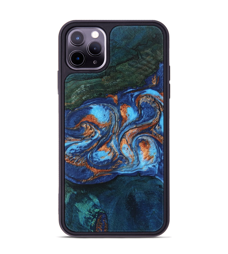 iPhone 11 Pro Max Wood Phone Case - Kartier (Teal & Gold, 747252)