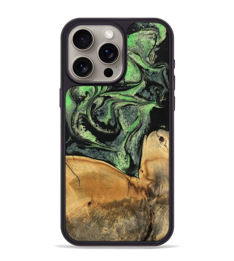 iPhone 15 Pro Max Wood Phone Case - Winona (Green, 747261)