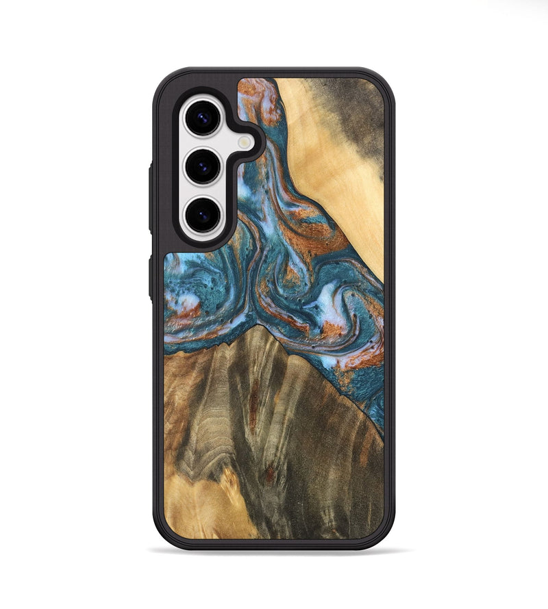 Galaxy S25 Wood Phone Case - Jenelle (Teal & Gold, 747303)