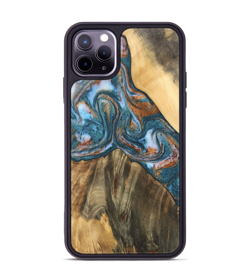 iPhone 11 Pro Max Wood Phone Case - Jenelle (Teal & Gold, 747303)