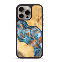 iPhone 15 Pro Max Wood Phone Case - Urban (Teal & Gold, 747317)