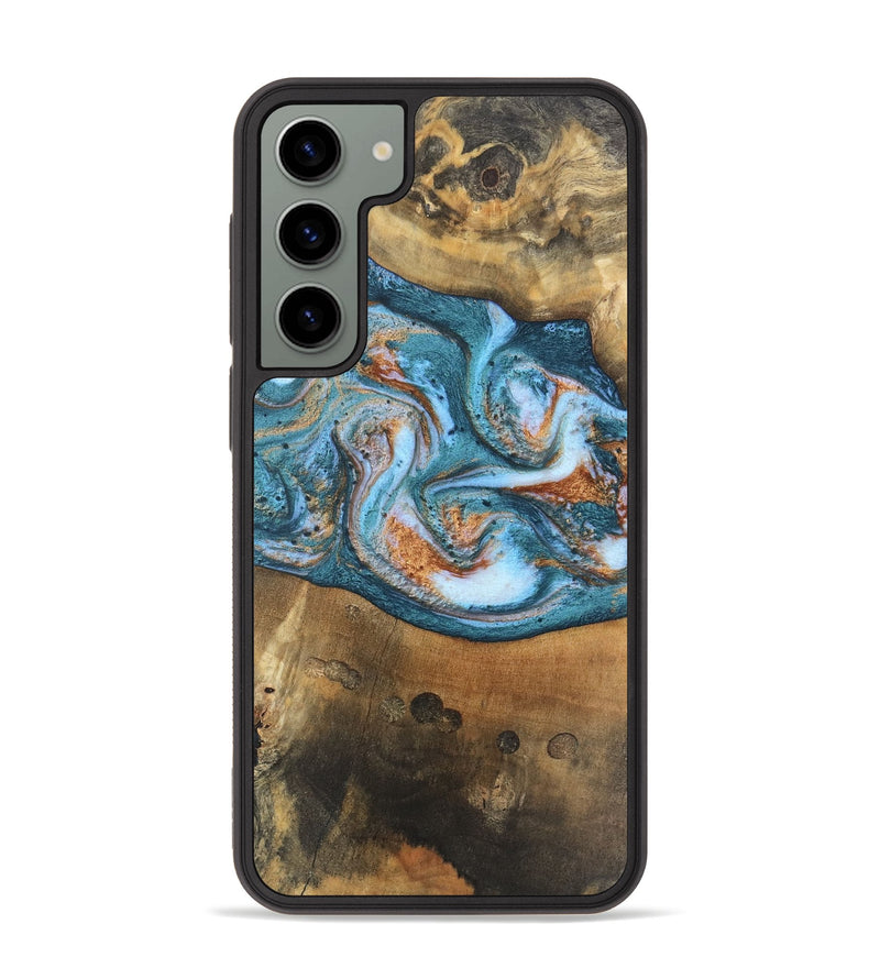 Galaxy S23 Plus Wood Phone Case - Amora (Teal & Gold, 747319)