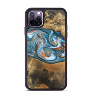 iPhone 11 Pro Max Wood Phone Case - Amora (Teal & Gold, 747319)