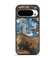 Pixel 9 Wood Phone Case - Amora (Teal & Gold, 747319)