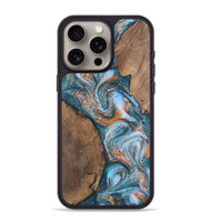 iPhone 15 Pro Max Wood Phone Case - Dorsey (Teal & Gold, 747320)